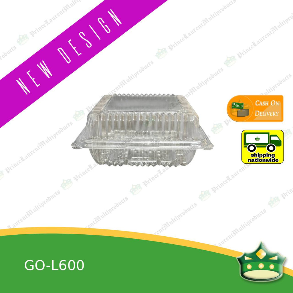 [50 pcs] clear clamshell GO-L600 square (4.5x4.5x2.5 inch) OPS clearview food containers for any food products, Leche flans, tarts, macaroons, salad, fruits, baked goods
