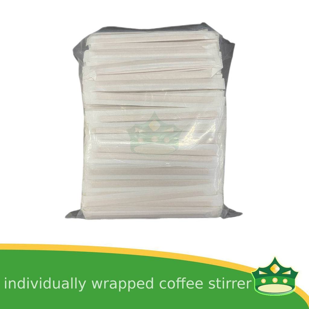 [500 pcs] individually wrapped wooden stirrer 5.5" for coffee take-outs, food service providers, catering supplies, hospitality industry