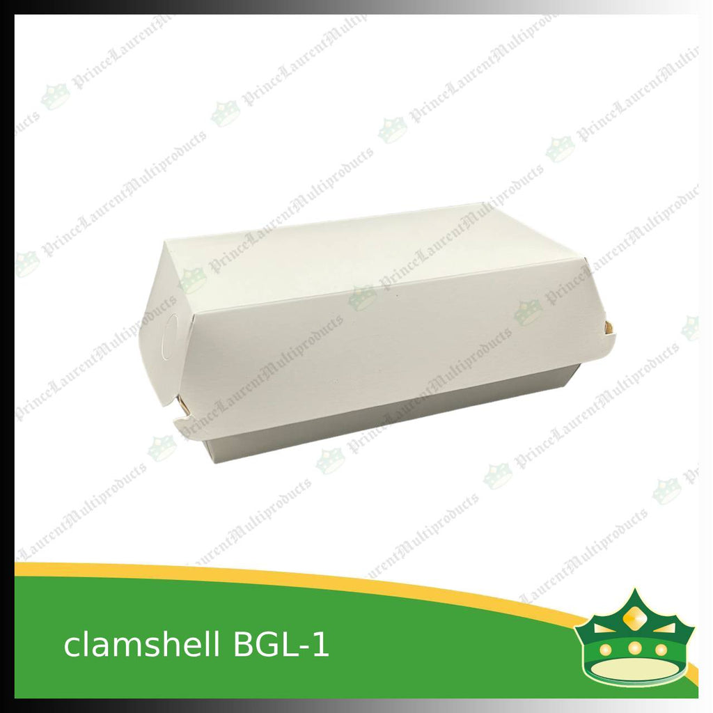 [50 pcs] clamshell white rectangular BGL-1 food box for take-out packed lunch meals