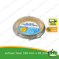 [100 pcs] airfryer parchment paper liner for airfryers 160 mm x 45 mm fit for air fryer use in kitchen scene.