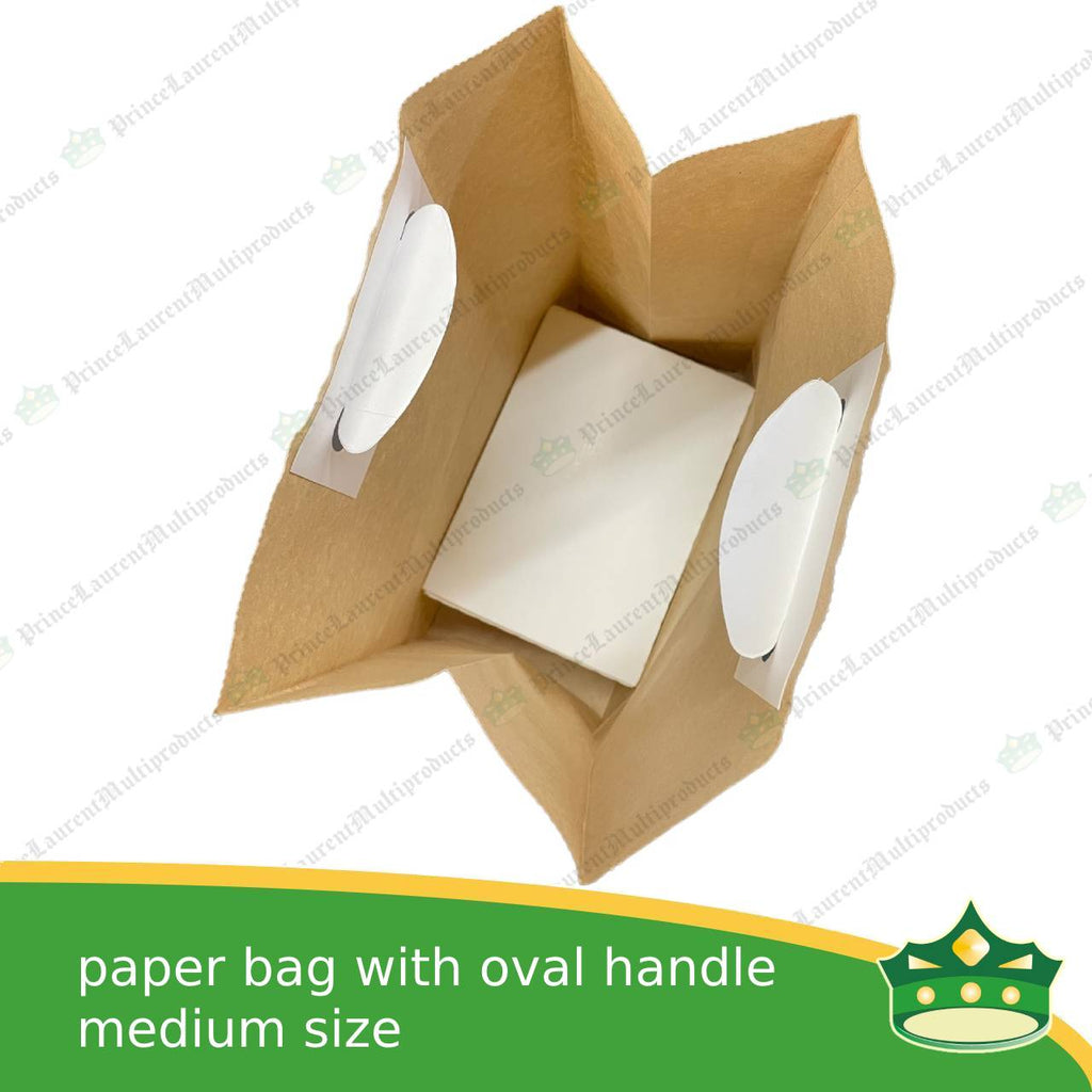 [50 pcs] kraft paper bag with oval handle medium (241x118x310mm)