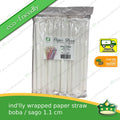 [100/25 pcs] Drinking paper straw white INDIVIDUALLY WRAPPED for milk shakes, juices and other cold beverages