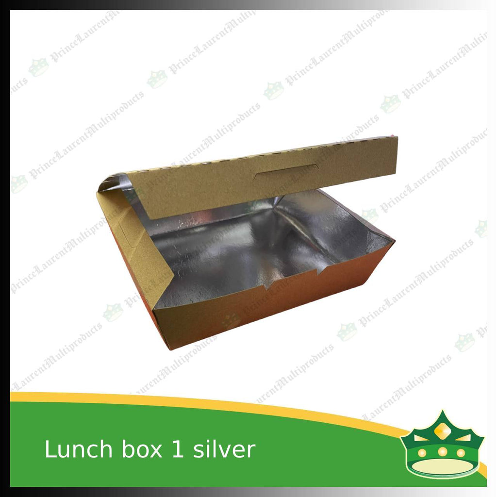 [50 pcs] paper lunch box 1 silver coated leak proof for take-out, packed meal, ulam viands, rice toppings, noodles, pansit, merienda