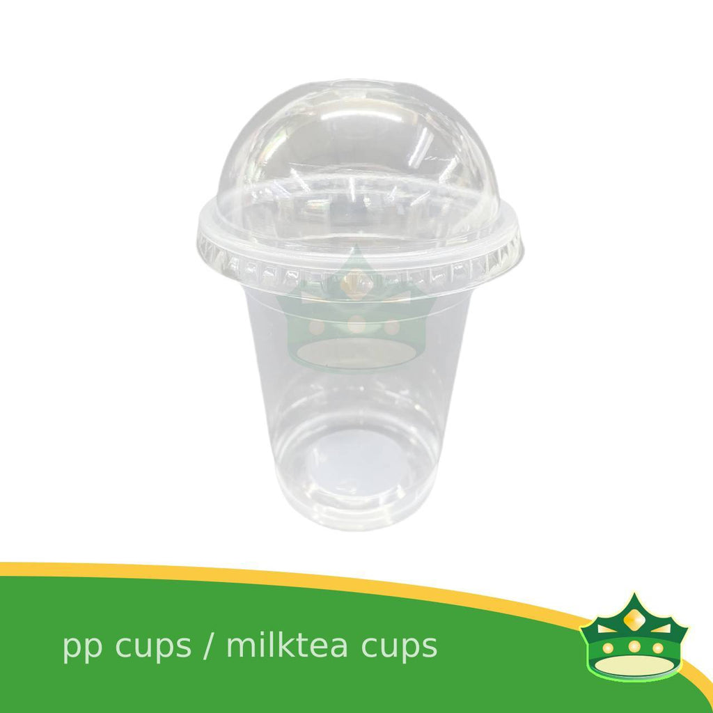 [100 pcs] pp cups milktea cups iced coffee cups cold drink plastic cups fruit shake cups with or without dome lid or flat lid