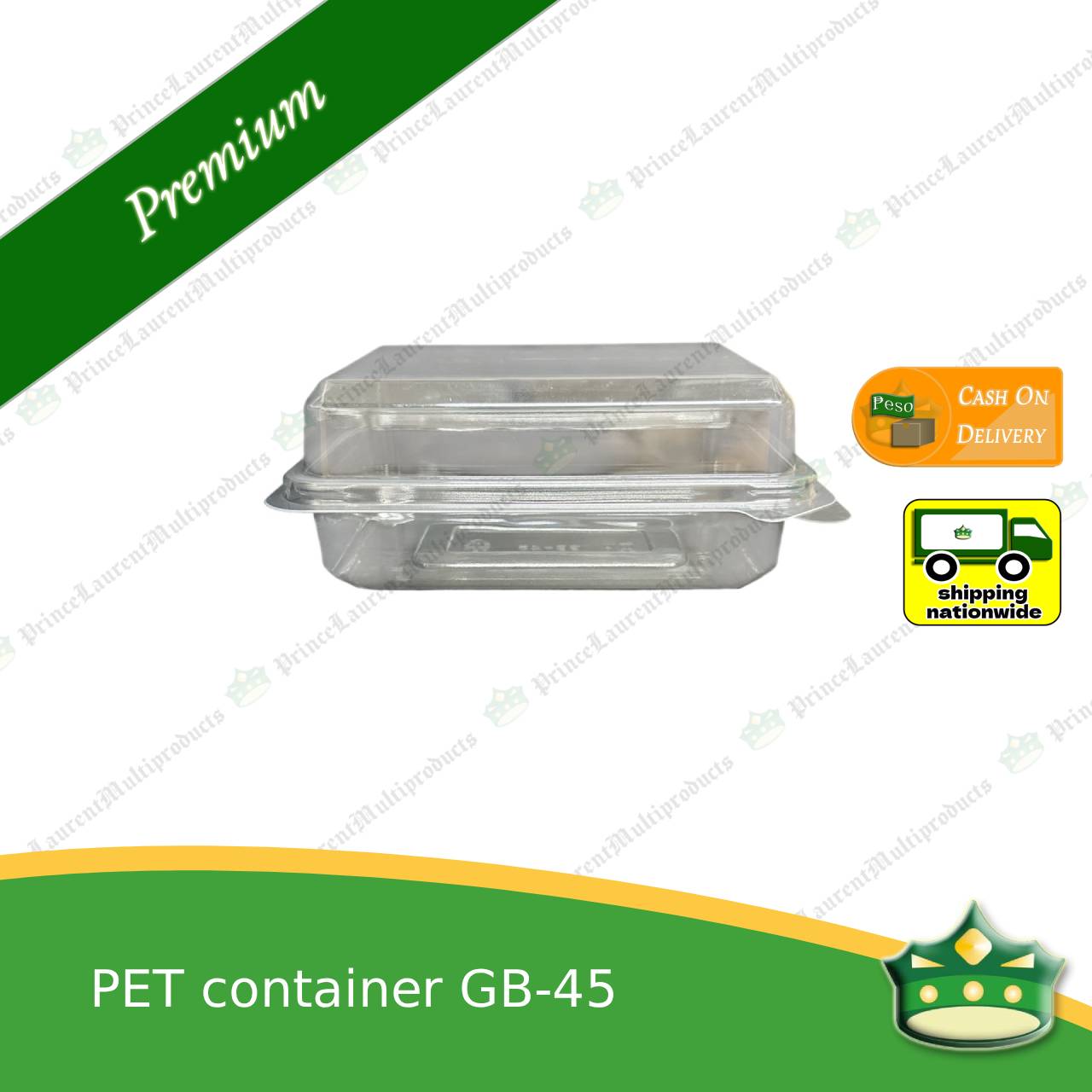 [50 pcs] PET container clear clamshell GB-45 (3x4x2 inches) for any baked products or food delicacies