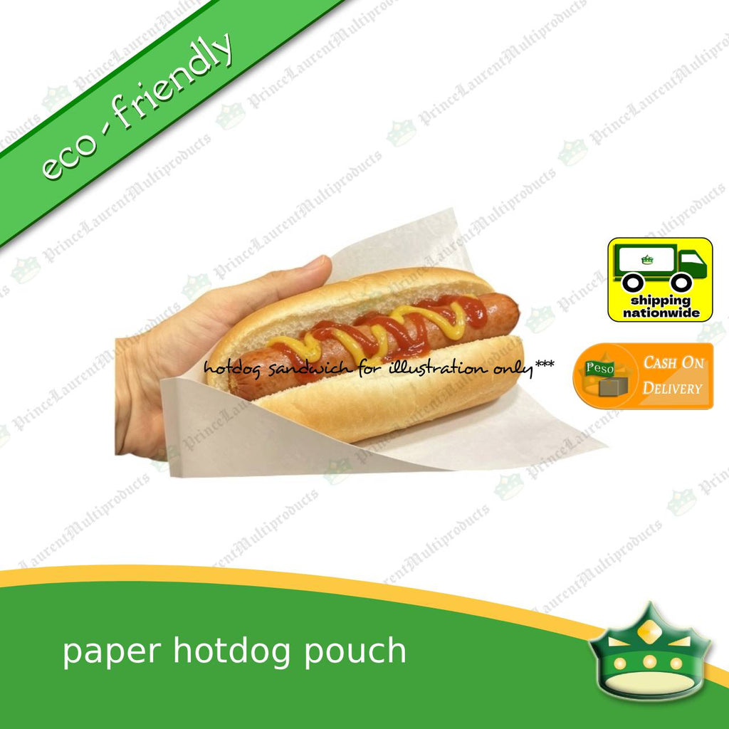 [1000 pcs] paper hotdog pouch L-line shaped sealed for food service or as takeout packaging eco-friendly fit for holding hotdogs in a scene of food service or takeout