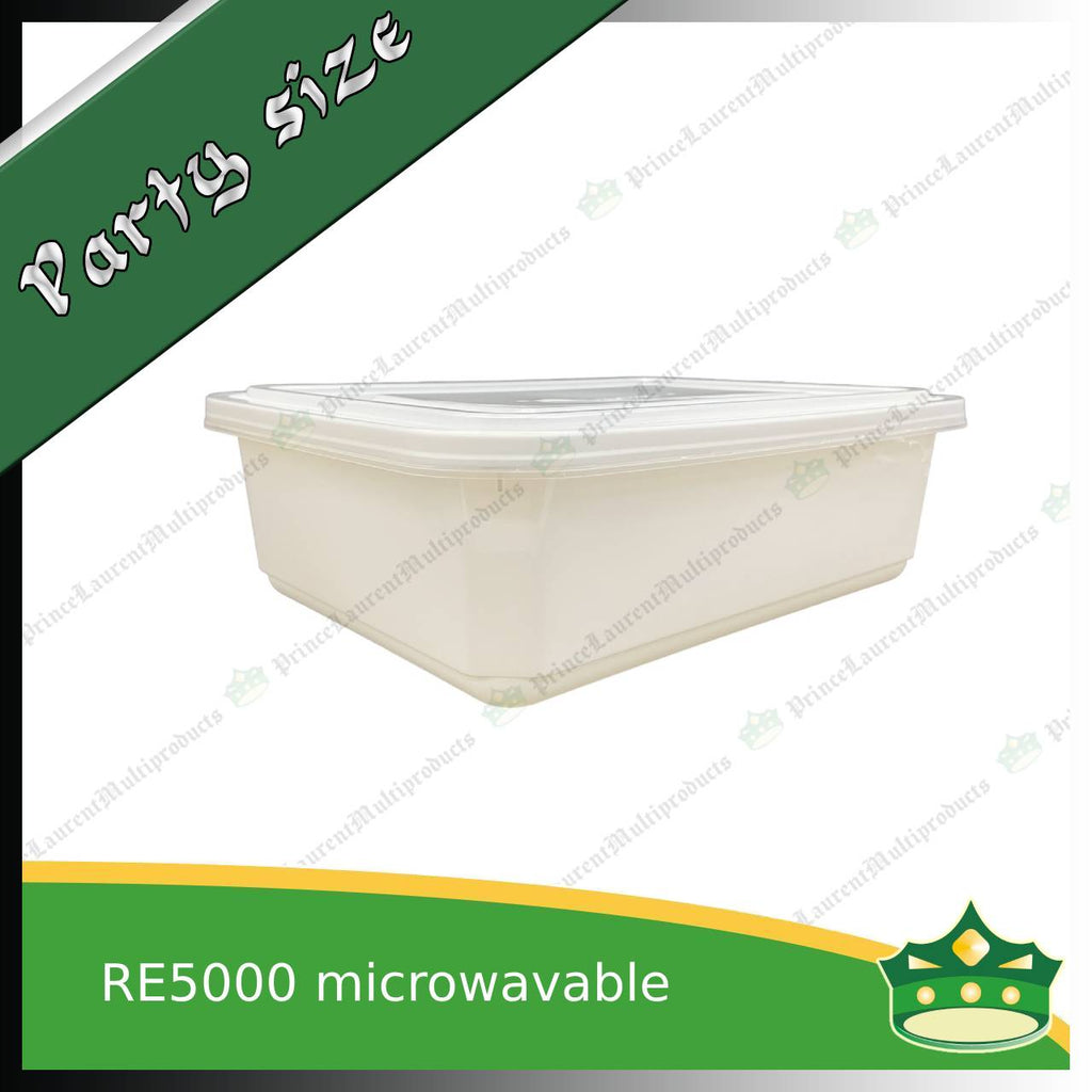 [5 pcs] IBOX brand 5000ml microwavable plastic large rectangular container with lid for take out or storage of food products