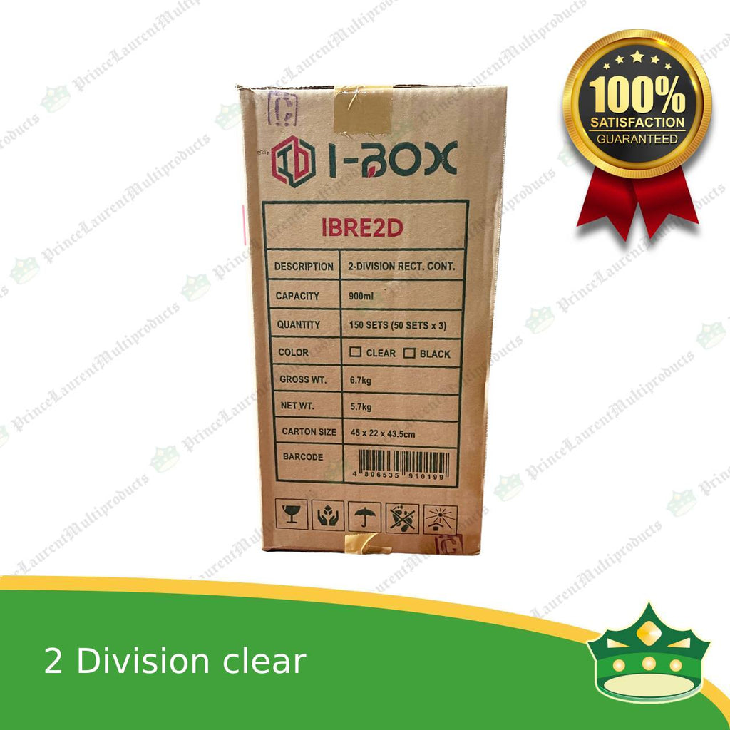 [150 pcs] iBox brand 2 division microwavable bento boxes clear body clear cover for food packs & catering events parties meetings & many more