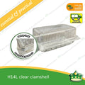 [100 pcs] clear elongated clamshell H14L clearview food containers for any food products, rolled cakes, graham bars