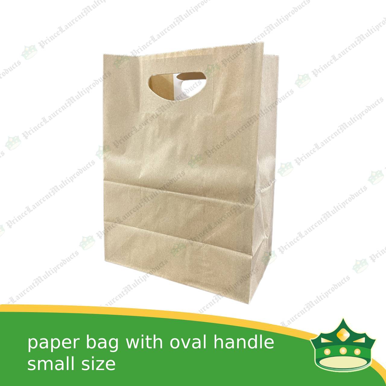[50 pcs] kraft paper bag with oval handle small (207x122x279mm)