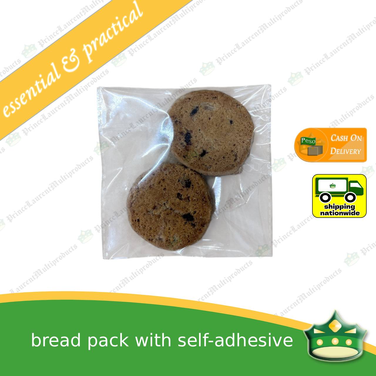 [100 pcs] bread pack with self-adhesive for individual packing of graham bars, cookies, bread & others