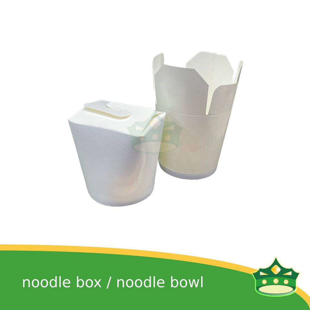 [25 pcs] noodle box / noodle cup paper /rice in a box 390cc white with PE lamination for take-outs of noodles, pasta, rice-toppings, meatballs and so much more