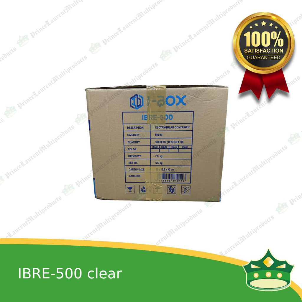 [300 pcs] IBOX brand re500 microwavable plastic rectangular clear containers take out for meals and other food products