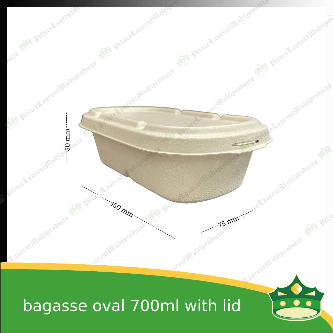 [50 pcs] bagasse oval 700ml container with lid for compostable biodegradable take away boxes