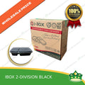 [150 pcs] iBox brand 2 division microwavable bento boxes black body clear cover for food packs & catering events parties meetings & many more