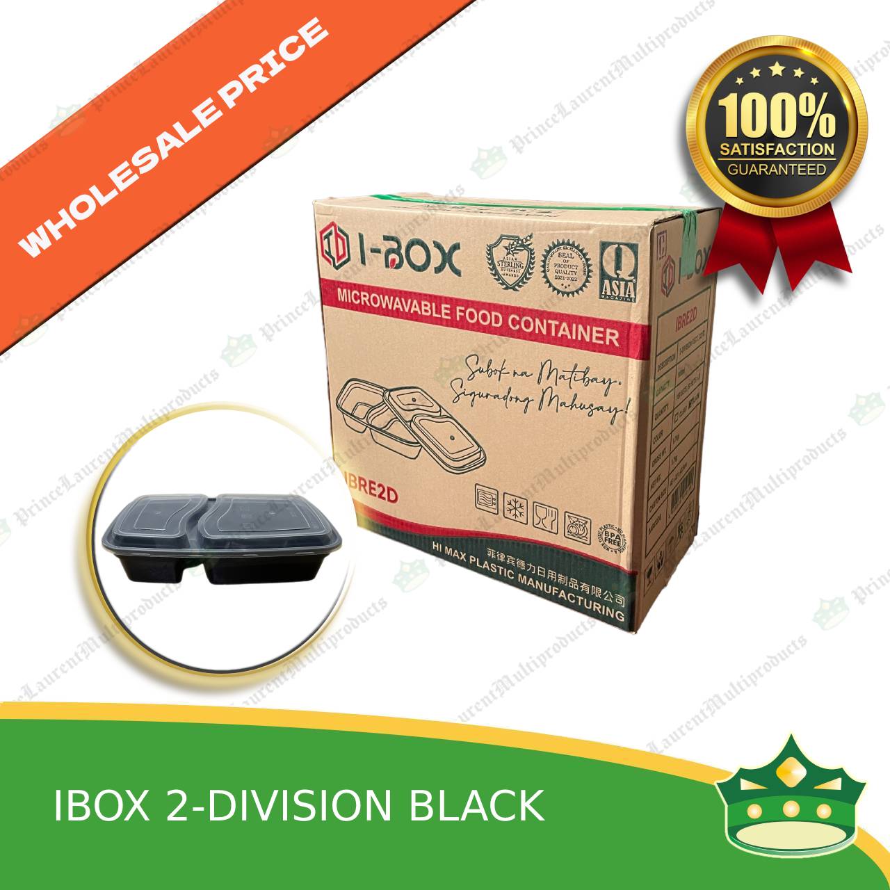 [150 pcs] iBox brand 2 division microwavable bento boxes black body clear cover for food packs & catering events parties meetings & many more