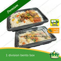 [50 pcs] 1 division bento box black body with clear lid for bento meals food packs rice fruits desserts viands combination meals