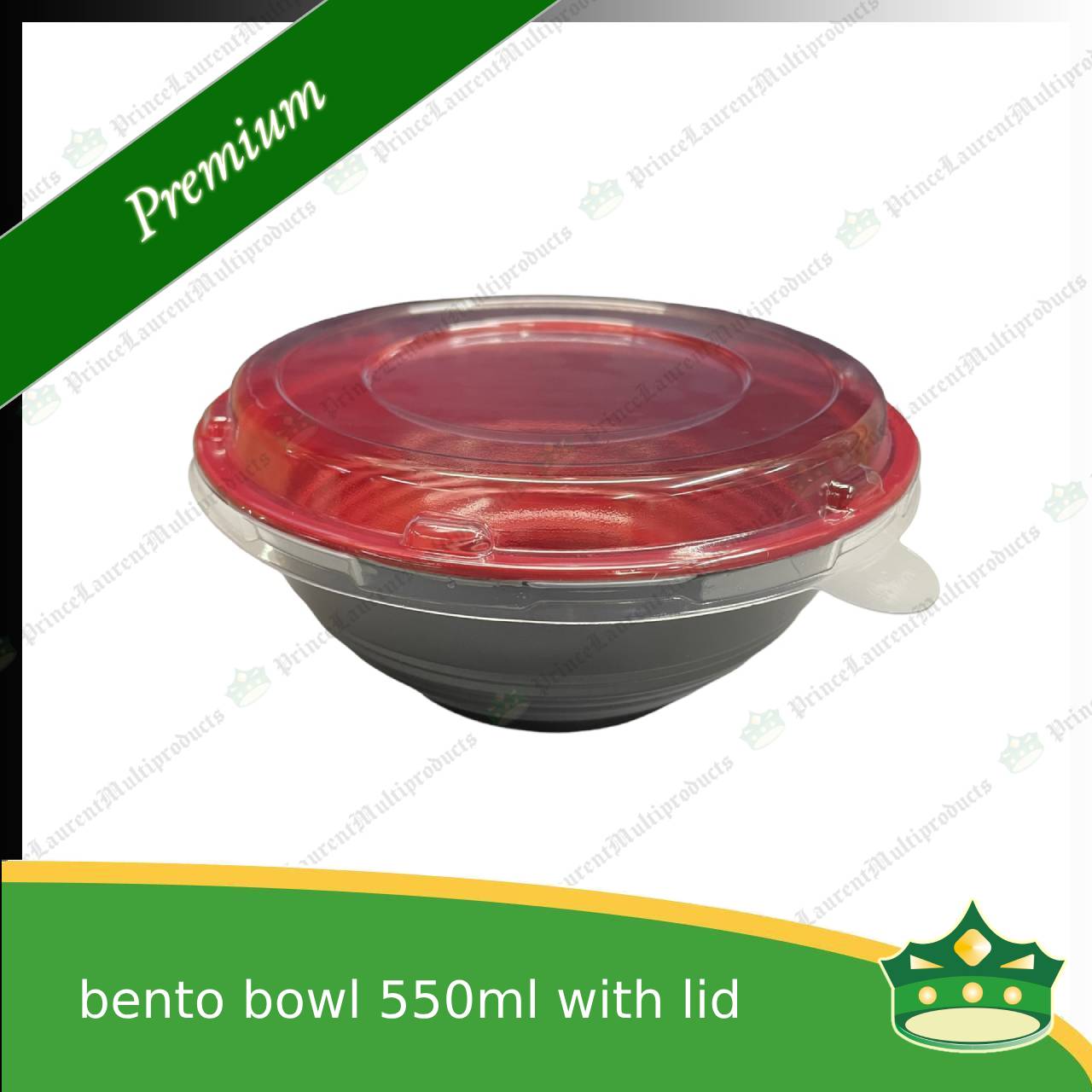 [50 pcs] ramen bowl bento bowl 550ml red and black bottom with clear lid for noodles ramen