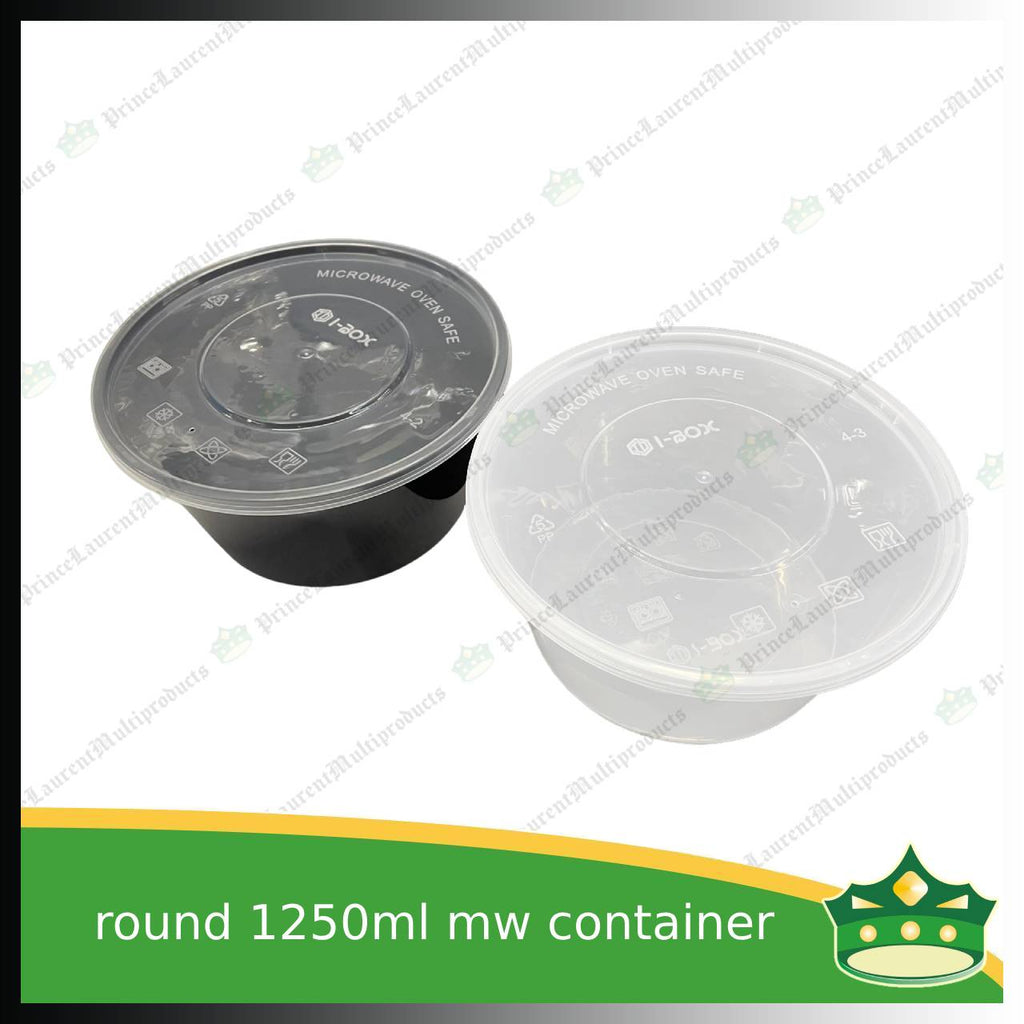 [30 pcs] IBOX brand 1250ml microwavable plastic large bowl containers with lid for take out of noodles soup and other food products