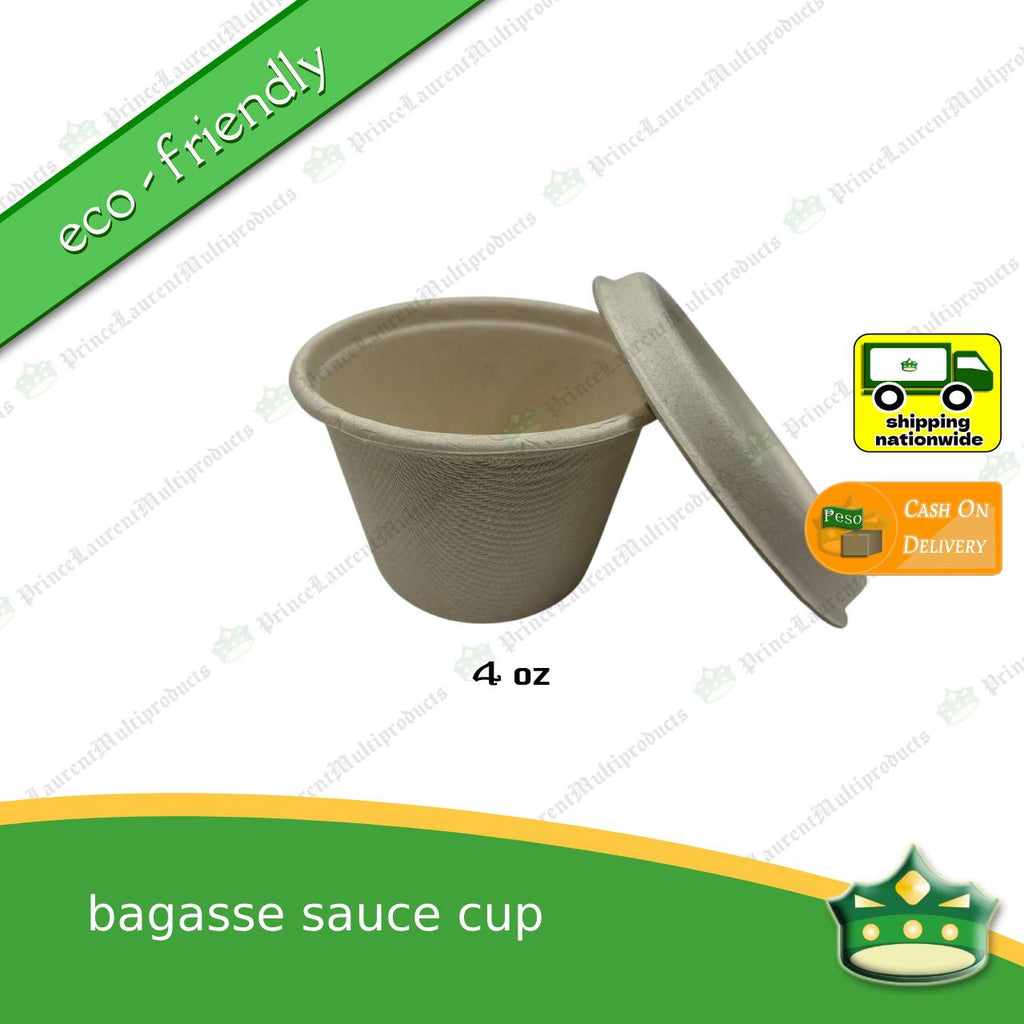 [50 pcs] bagasse sauce cup with lid for sauces and condiments