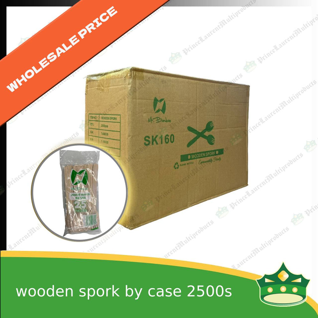 [1 case] wooden spork combi disposable biodegradable cutleries for takeouts as utensils