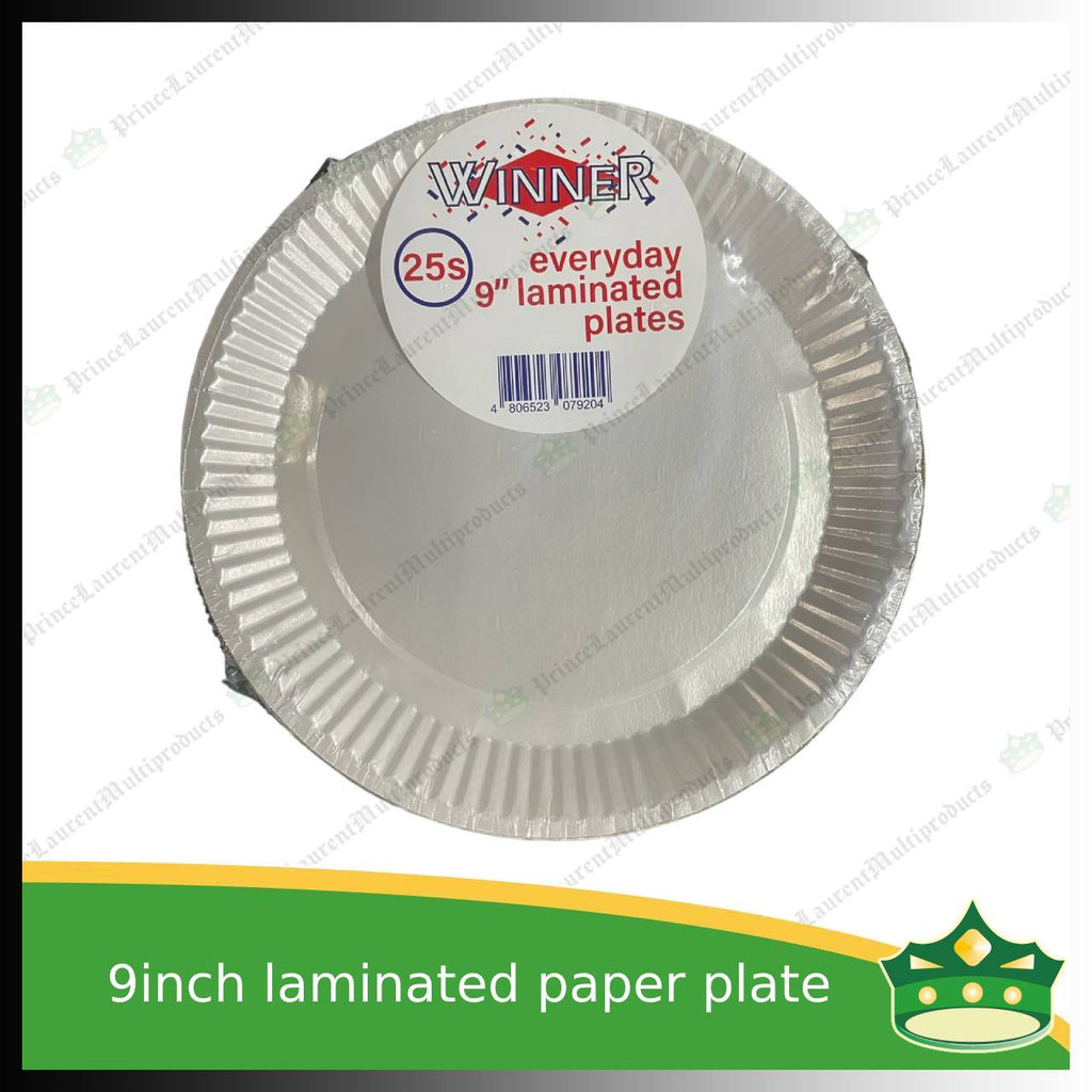 [25 pcs] 9 inch paper plate white LAMINATED use as disposable serving dish for all occasions