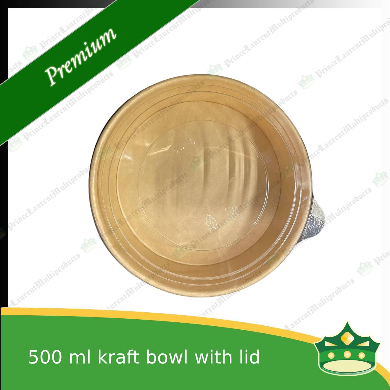 [50 pcs] kraft bowl with lid 500cc laminated wide mouth for salad, rice meal, other food products
