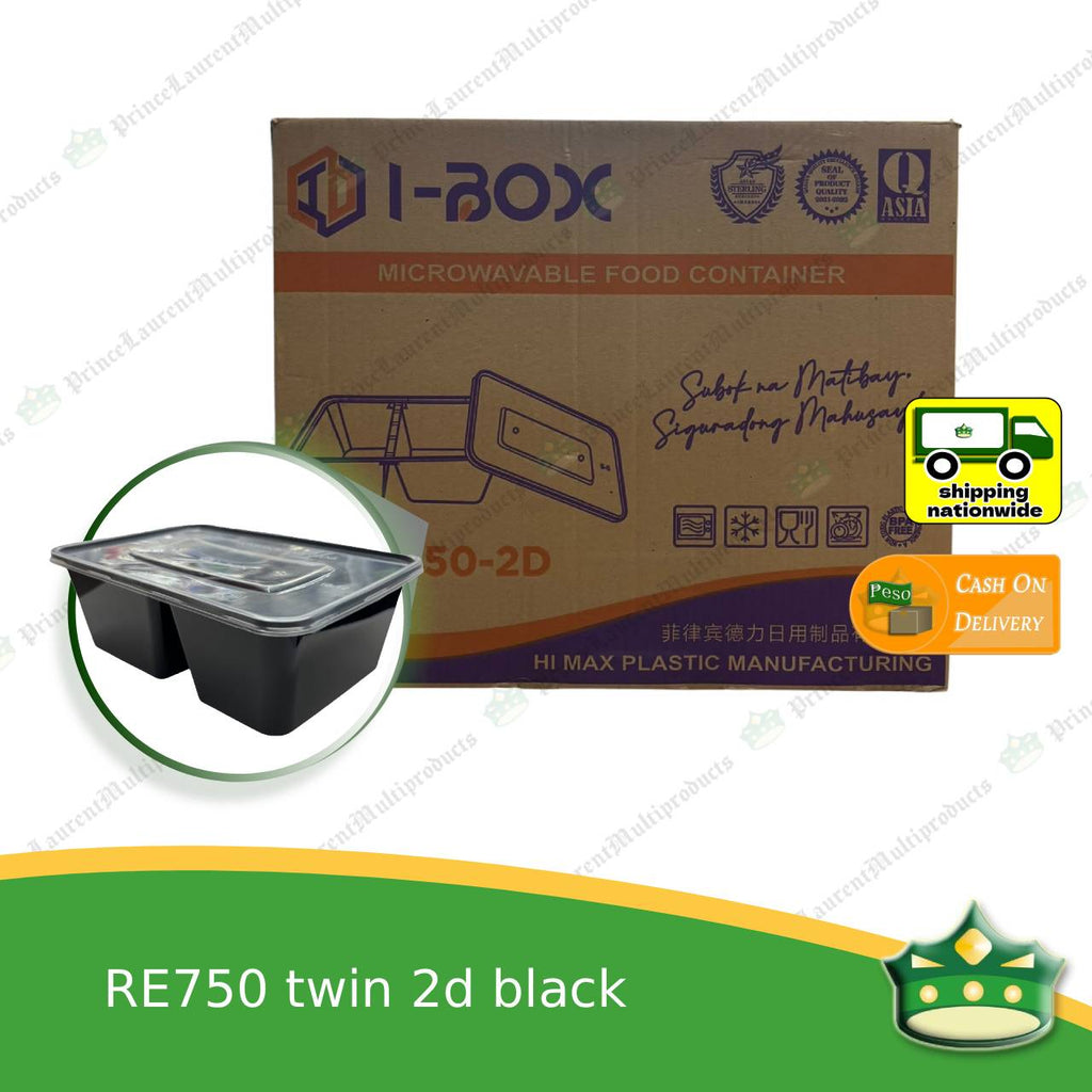 [1 case] re750 twin 2d BLACK microwavable container for packed meals, rice meal, packed lunch