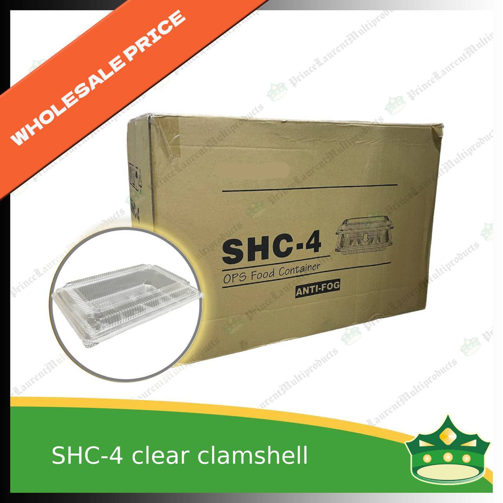 [500 pcs] clear clamshell SHC-4 OPS clearview food containers for any food products, leche flans, tarts, macaroons, salad, fruits, baked goods