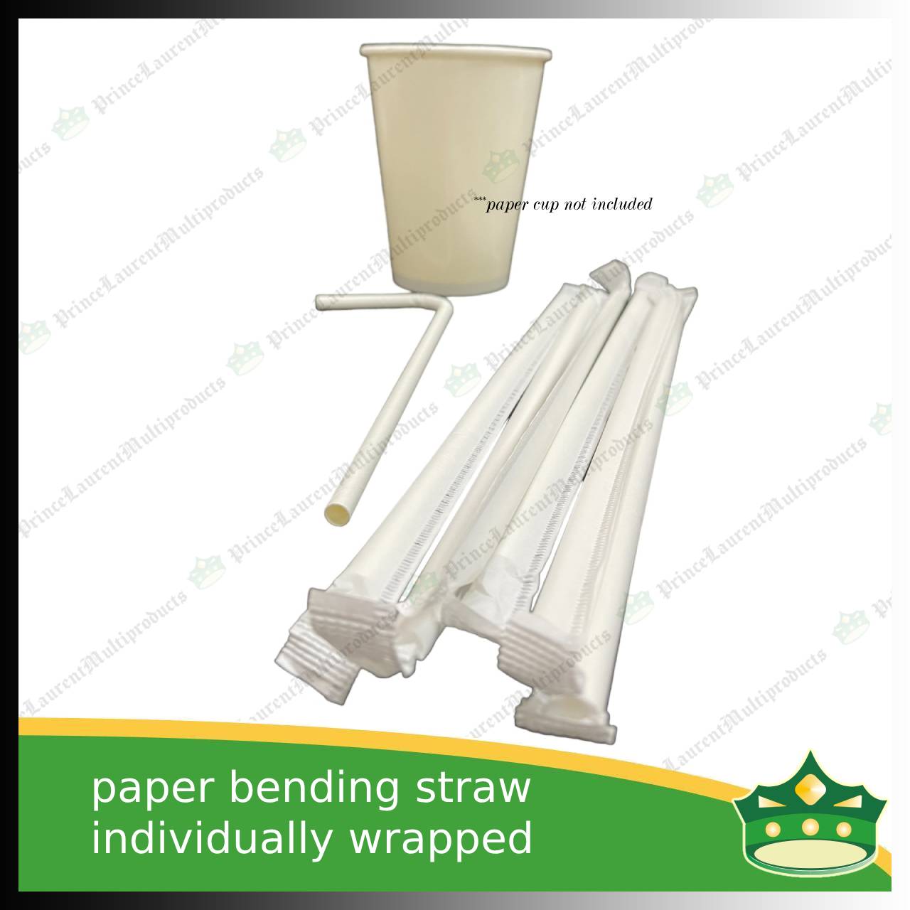 [100 pcs] bending paper straw white individually wrapped for milk shakes, juices and other cold beverages
