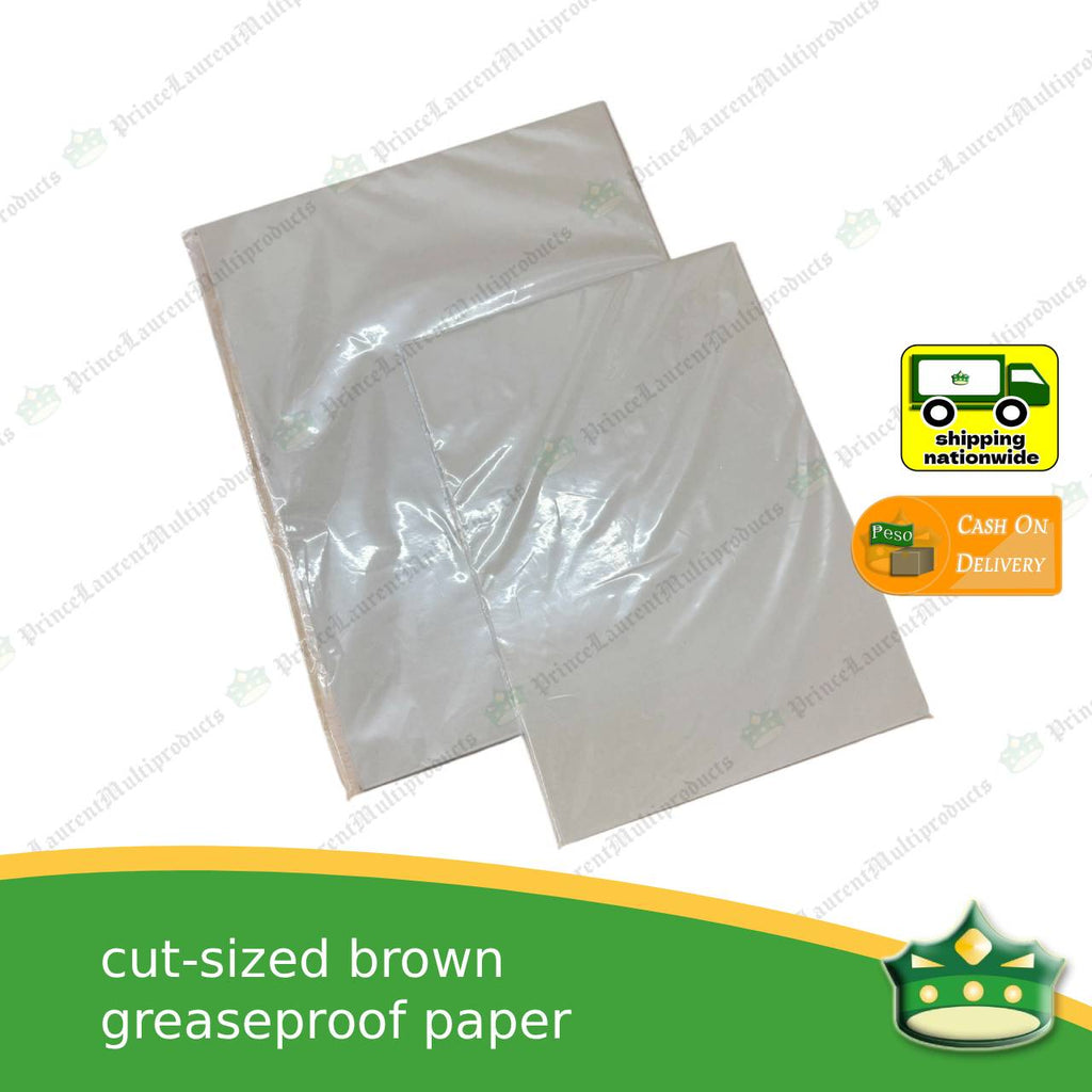 [100 pcs] cut-sized brown greaseproof paper wrapper for sandwiches, rice, baked goods