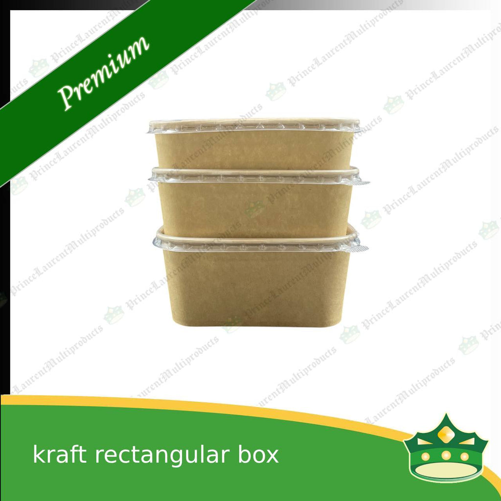 [50 pcs] kraft rectangular box with lid 750cc laminated for rice meal, other food products