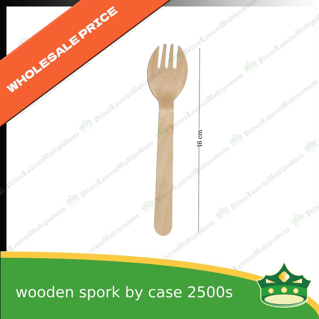 [1 case] wooden spork combi disposable biodegradable cutleries for takeouts as utensils