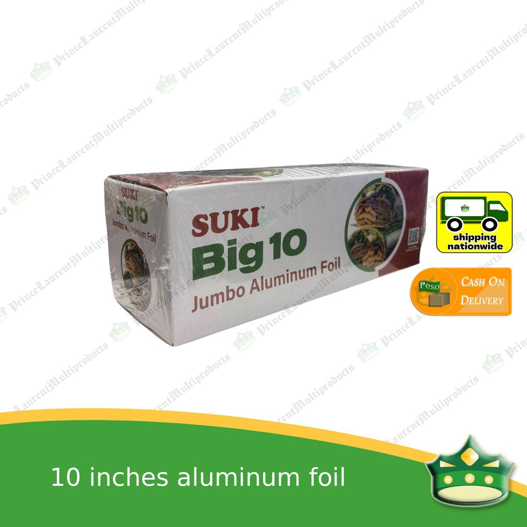 [1 roll] 10 INCHES aluminum foil (SUKI brand) 1.27 kgs for wrapping food, embotido, bangus, inihaw