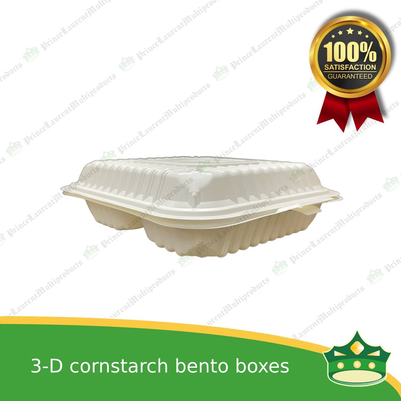 [50 pcs] 3 division compostable cornstarch bento box biodegradable meal box