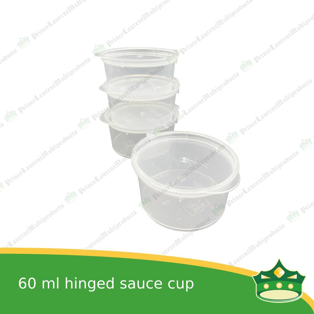 [50 pcs] 60 ml hinged sauce cup clear microwavable plastic with attached lid for take out of sauce gravy specimen / sample cup