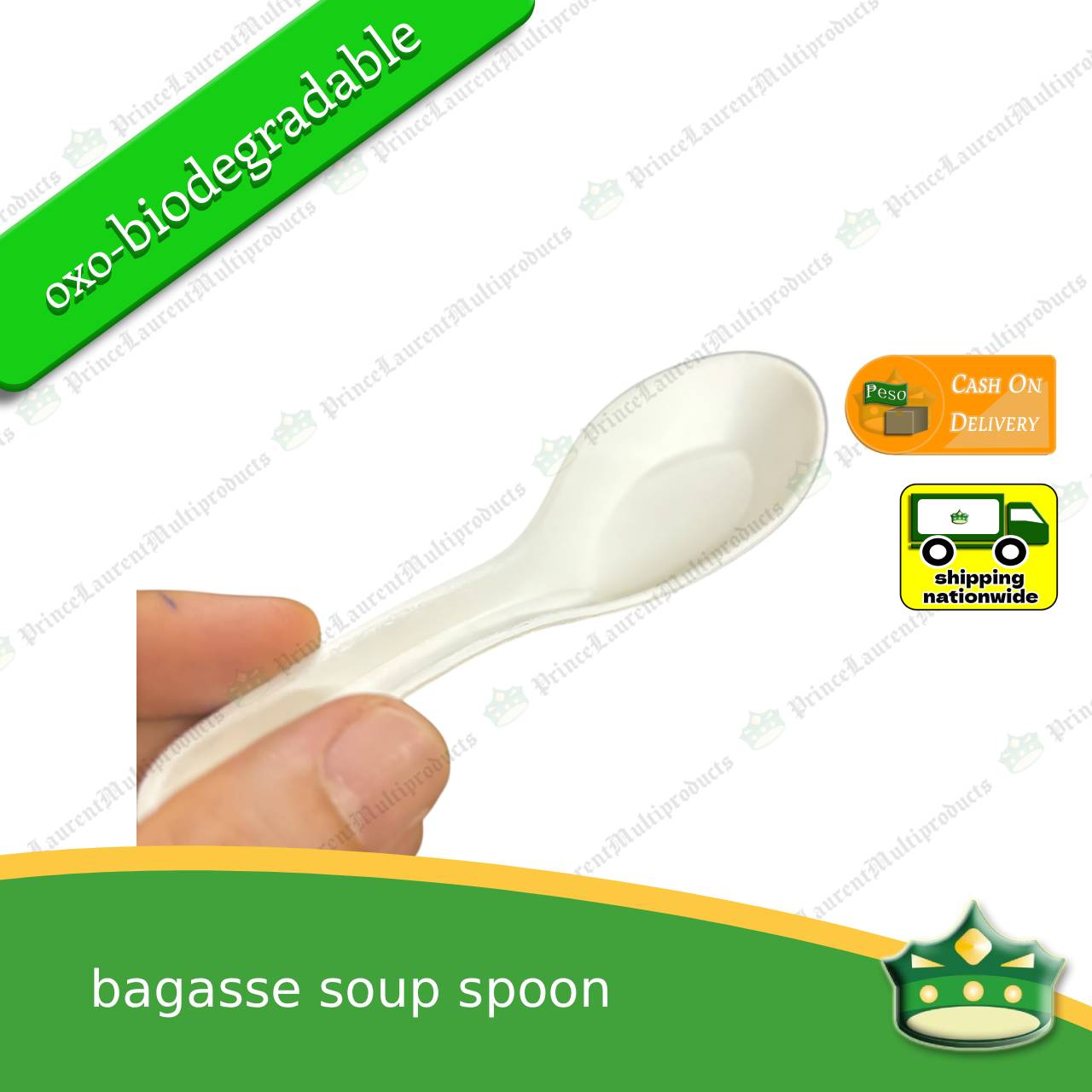 [25 pcs] bagasse soup spoon or biodegradable disposable Chinese spoon for soups, desserts