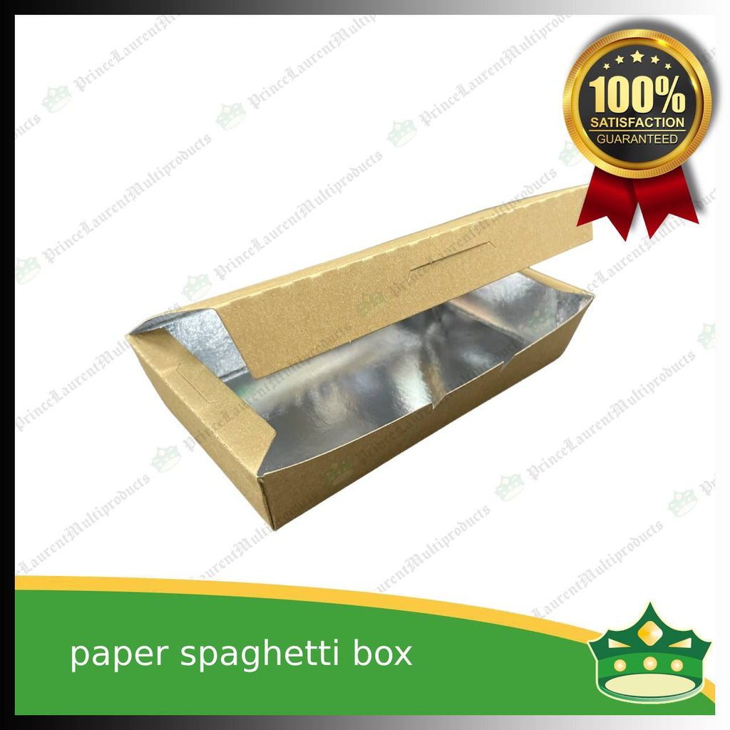 [50 pcs] paper spaghetti box silver coated leak proof for take-out, packed meal, ulam viands, rice toppings, noodles, pansit, merienda
