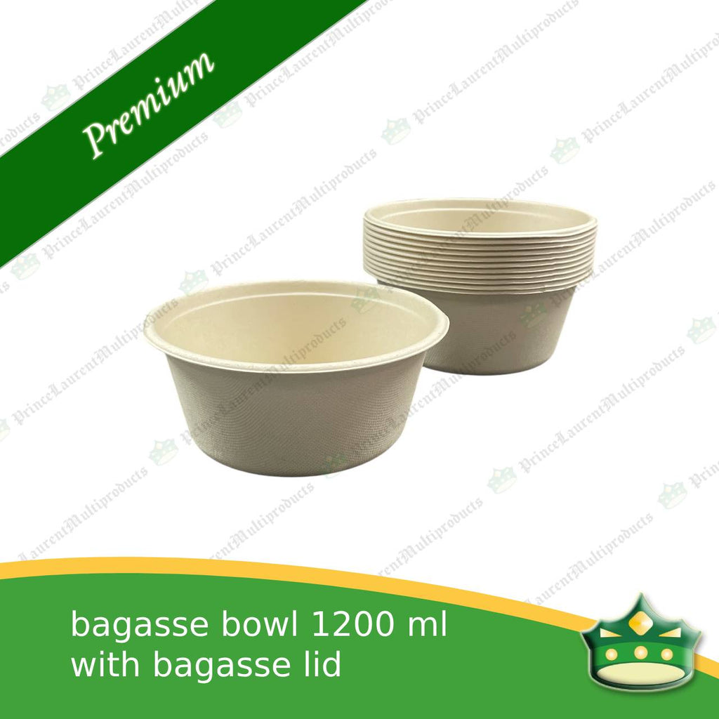[125 pcs] bagasse salad bowl with lid 1200ml compostable biodegradable bowl for salads and rice meal