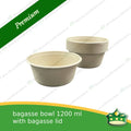 [125 pcs] bagasse salad bowl with lid 1200ml compostable biodegradable bowl for salads and rice meal