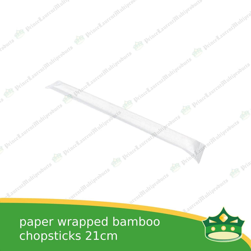 [100 pcs] individually paper wrapped bamboo chopsticks 21cm as disposable biodegradable cutleries for takeouts as utensils