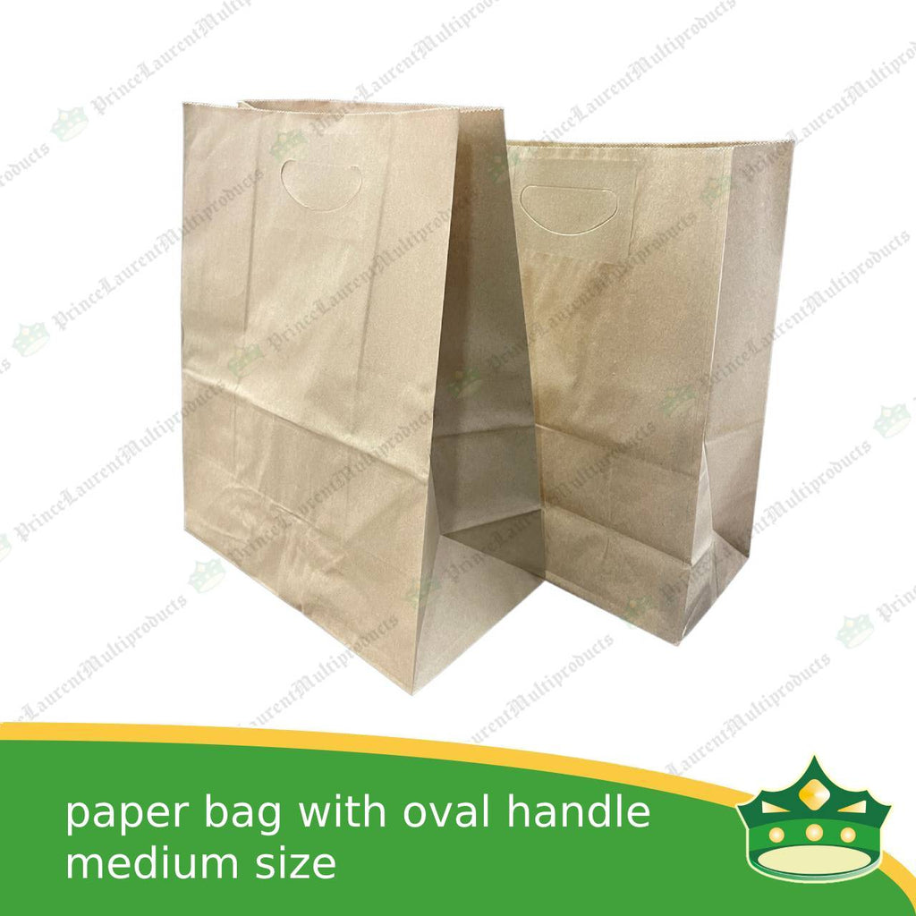[50 pcs] kraft paper bag with oval handle medium (241x118x310mm)