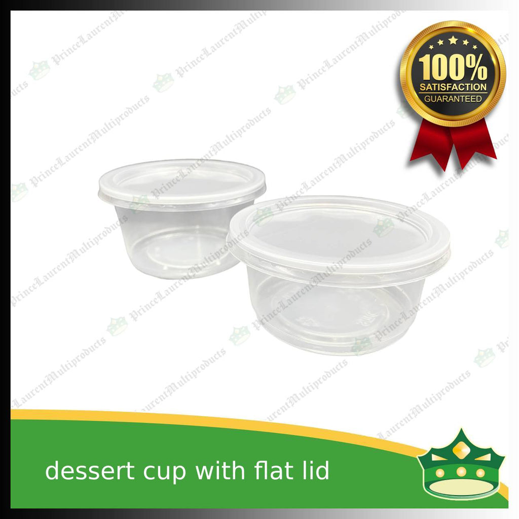 [100 pcs] dessert cup with flat LID 95mm diameter for sauces, desserts, side dishes, mini cakes, sundae or ice cream