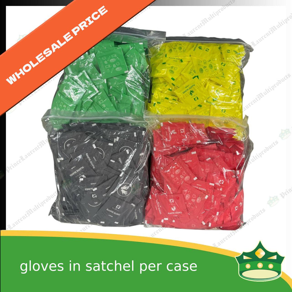[1 case] plastic disposable gloves transparent 2 pieces individually packed in satchet (wholesale)