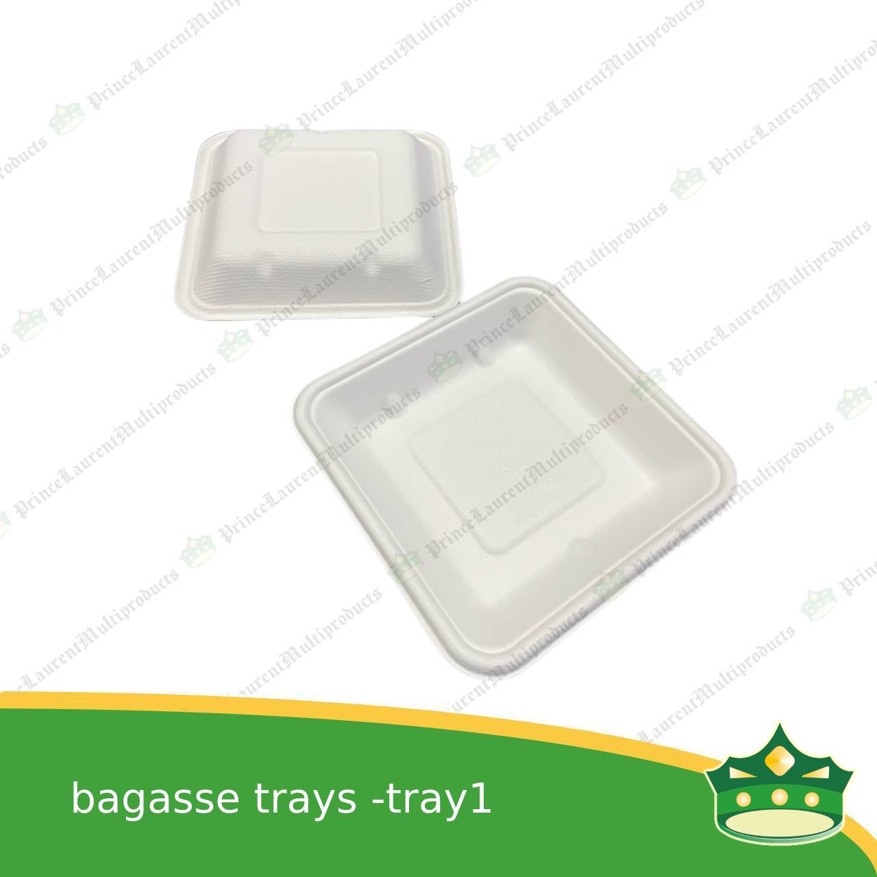 [25 pcs] bagasse paper tray square 5x5 inches fruit tray as grocery packaging, fruit repacking, vegetable repacking, meat repackaging, frozen products repacking, produce packing