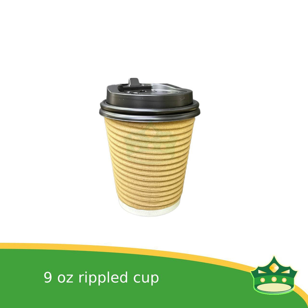 [25 pcs] rippled coffee cup brown 9oz or 14oz for brew coffee, brew tea, hot chocolate or any hot beverages