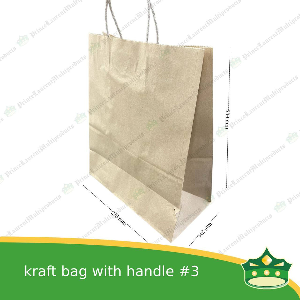 [25 pcs] kraft paper bag with handle #3 (275x142x336mm)