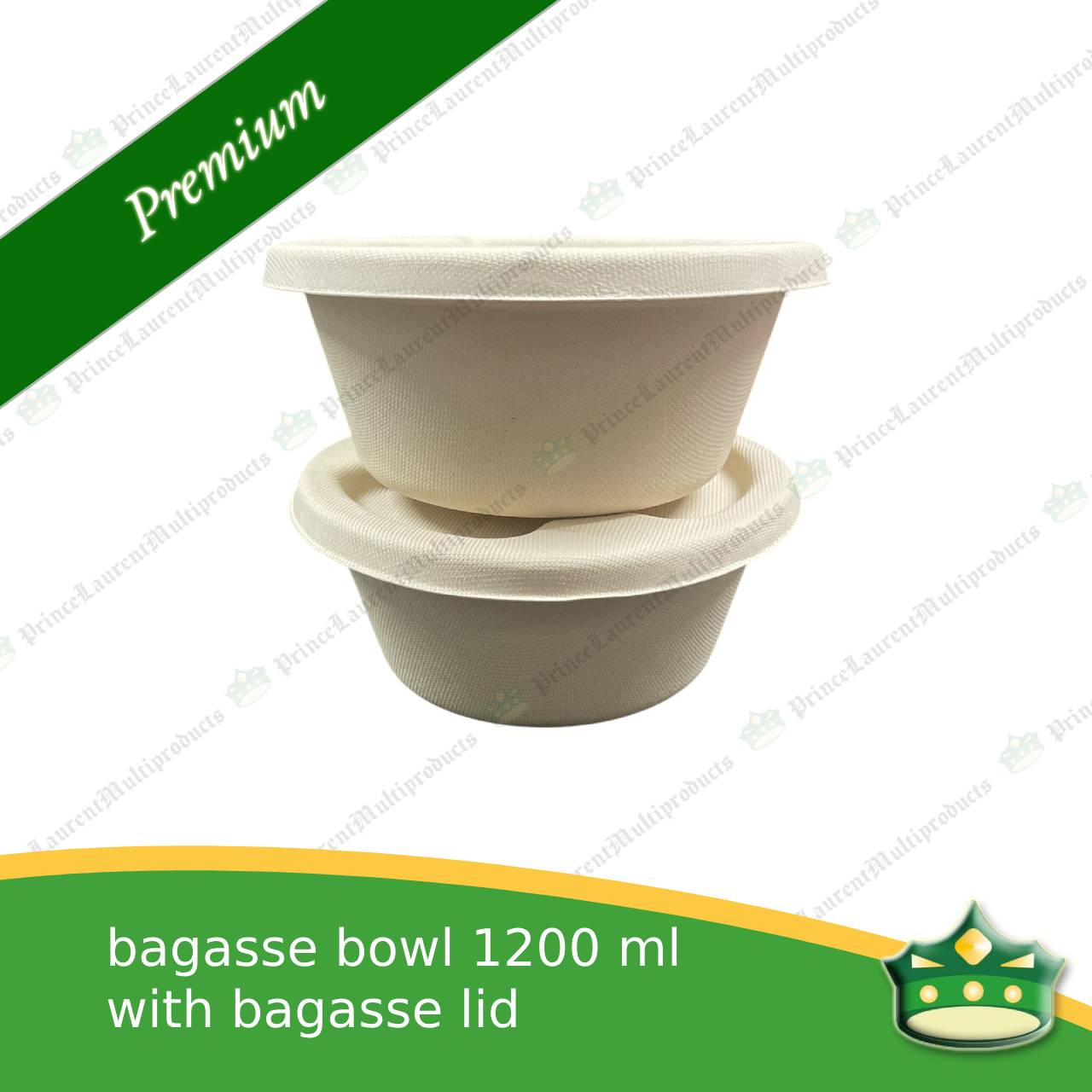 [125 pcs] bagasse salad bowl with lid 1200ml compostable biodegradable bowl for salads and rice meal