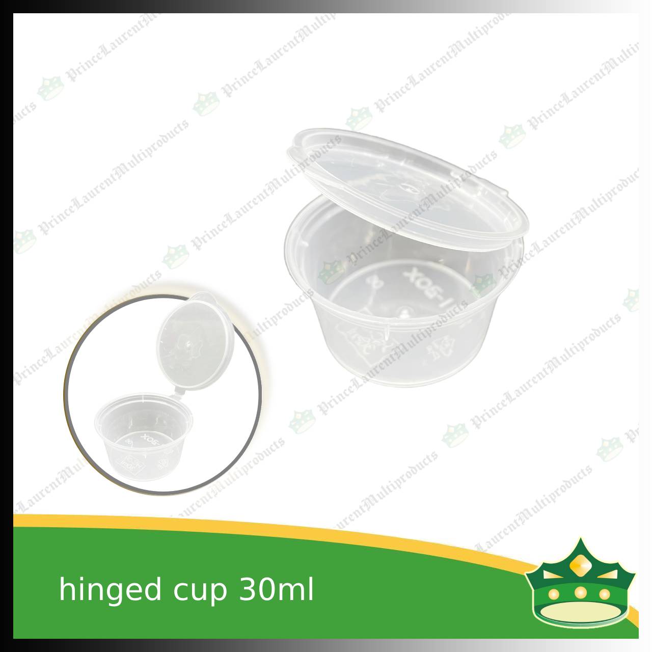 [1000 pcs] 30 ml hinged sauce cup clear microwavable plastic with attached lid for take out of sauce gravy specimen / sample cup
