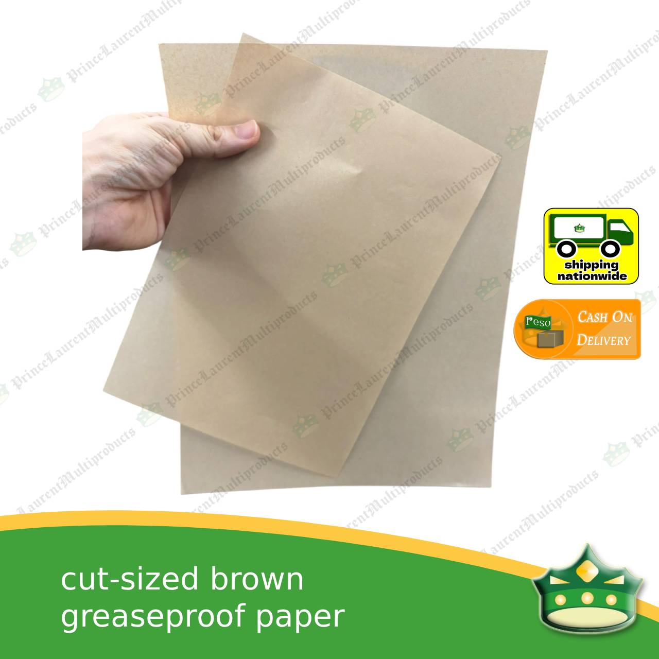[100 pcs] cut-sized brown greaseproof paper wrapper for sandwiches, rice, baked goods